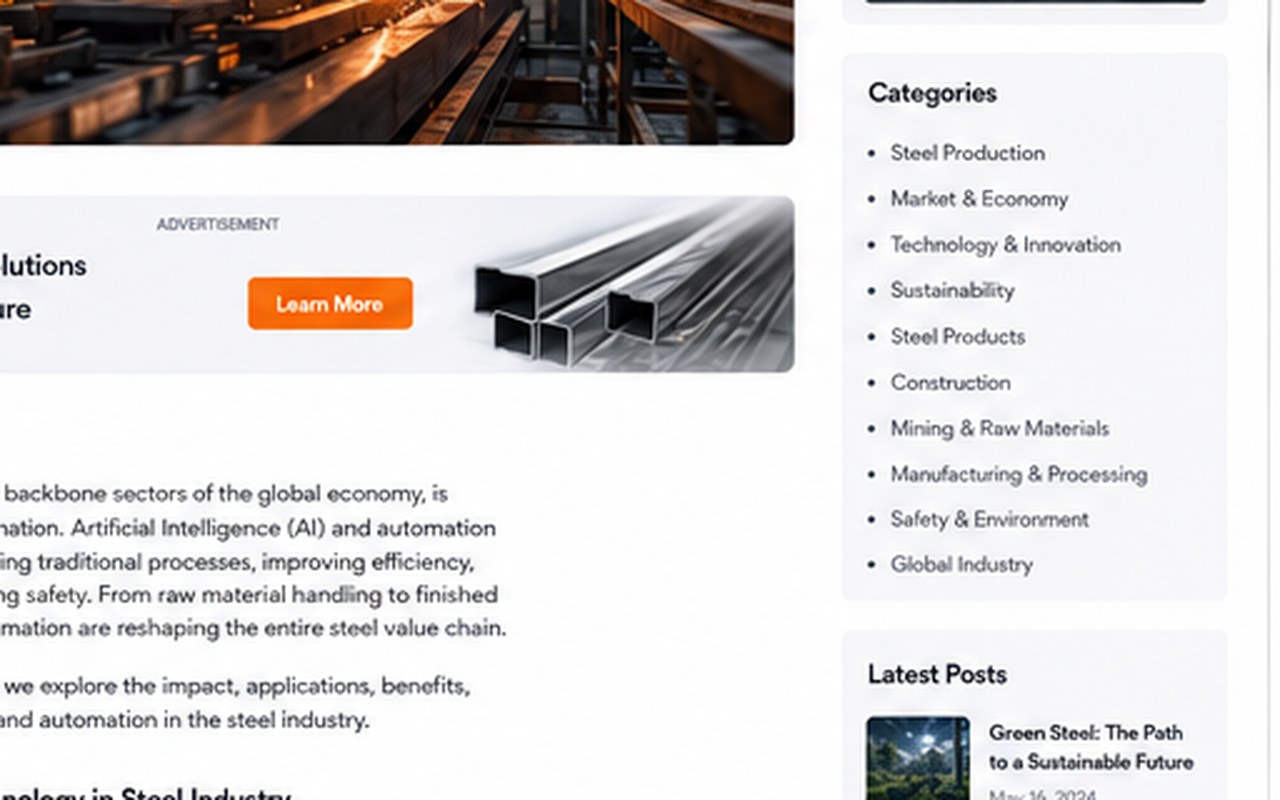Hot Rolling, Cold Rolling and Smarter Steel Processing: Emerging Methods and Their Business Impact — steel industry image