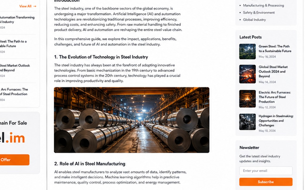 Hot Rolling, Cold Rolling and Smarter Steel Processing: How AI and Data Are Accelerating Industrial Decisions — steel industry image